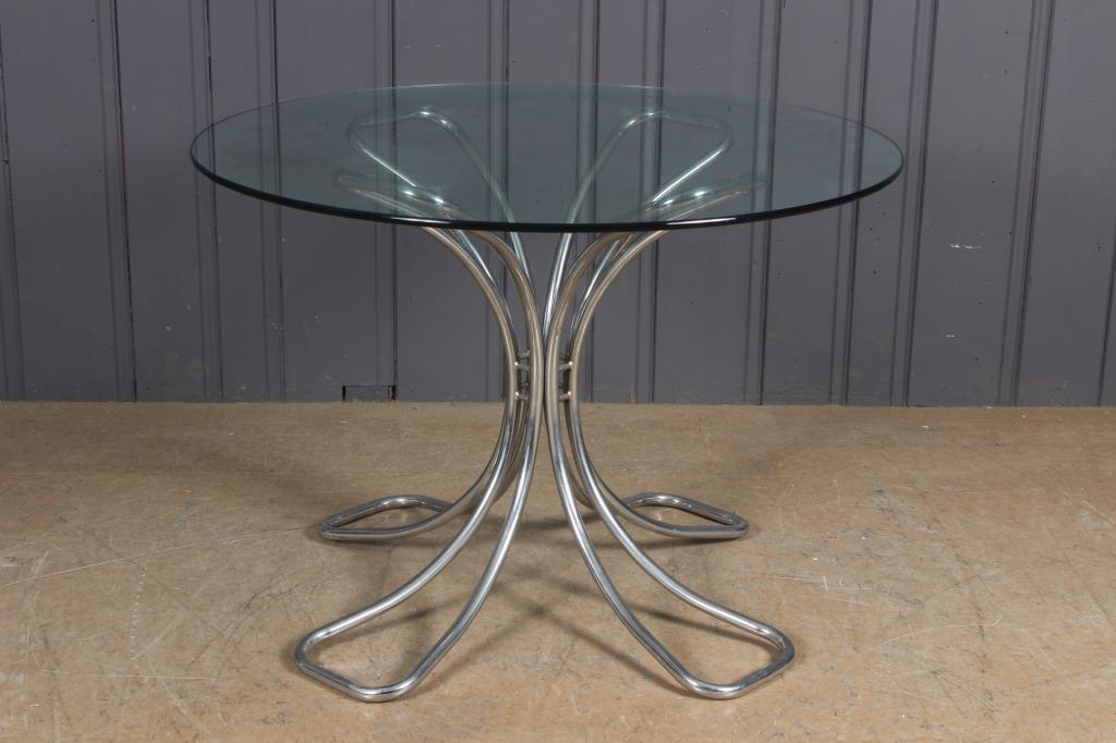 Round Chrome and Glass Dining Table (1 of 3)