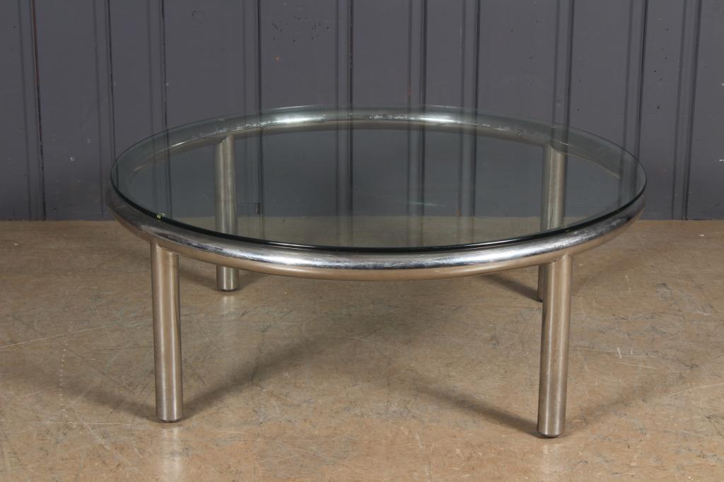 Round Chrome and Glass Coffee Table (1 of 3)