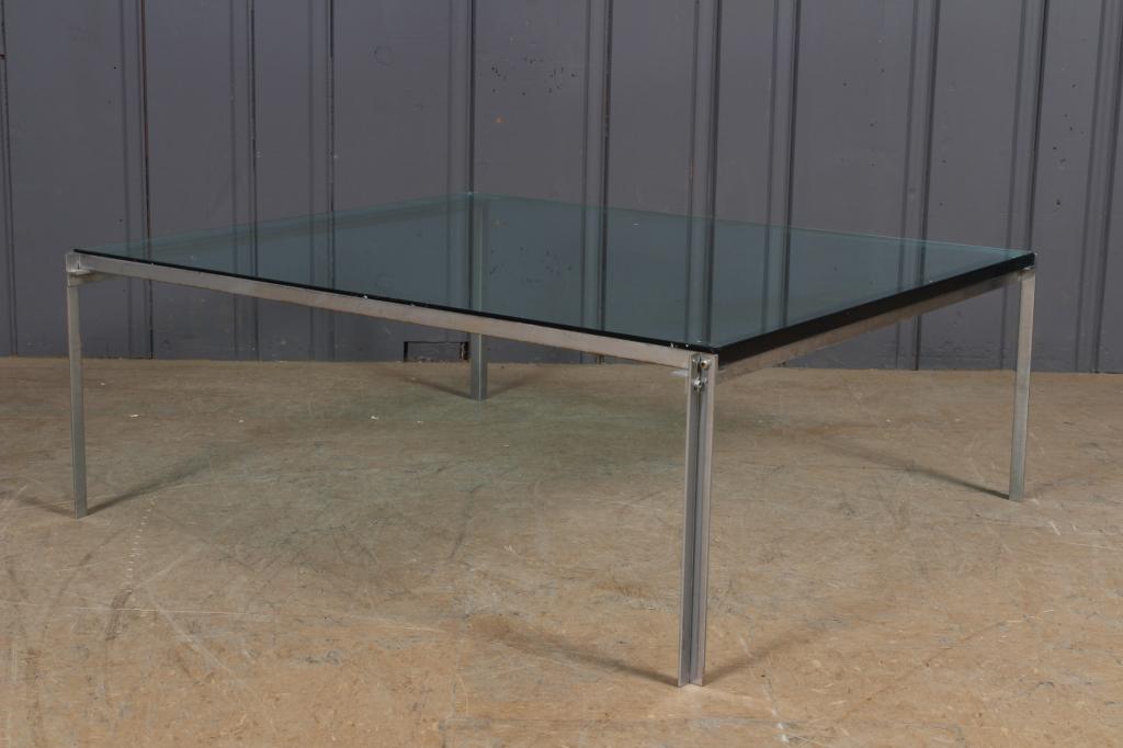 Chrome and Glass Coffee Table: Chrome and Glass Coffee Table Size: 13" H x 33" W x 36" D