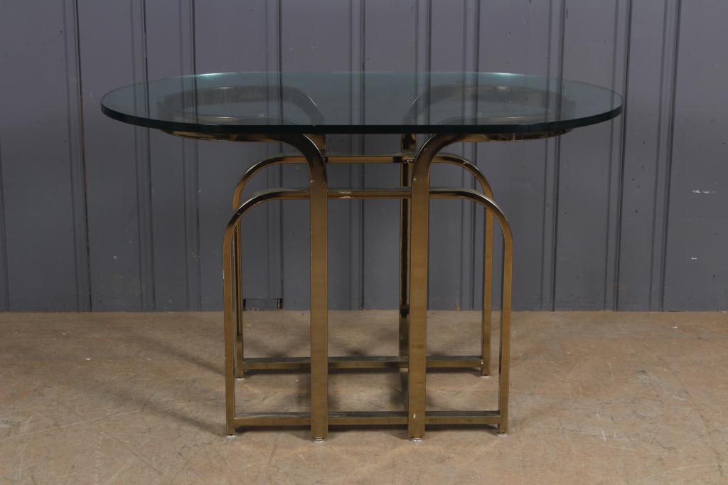 Brass and Glass Console: Brass and Glass Console Size: 29.5" H x 46" W x 28" D