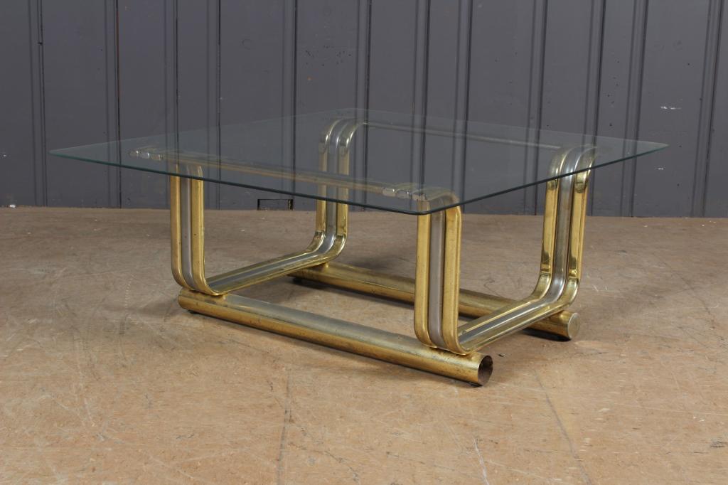 Chrome and Brass Glass Top Coffee Table (1 of 4)
