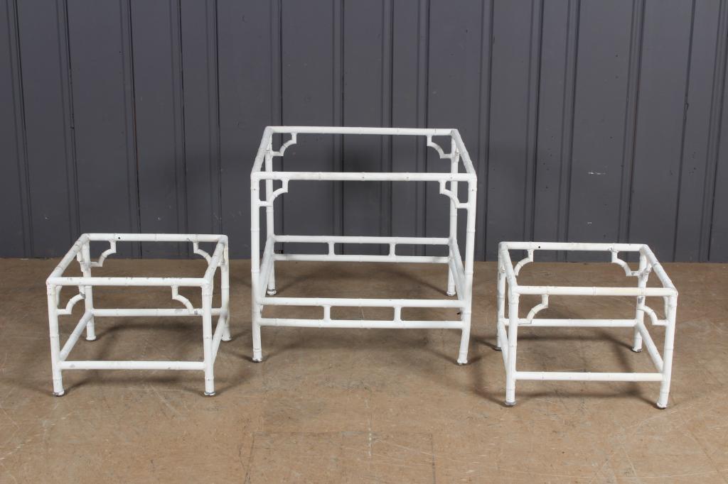 3 Painted Aluminum Faux Bamboo Table Bases (1 of 3)