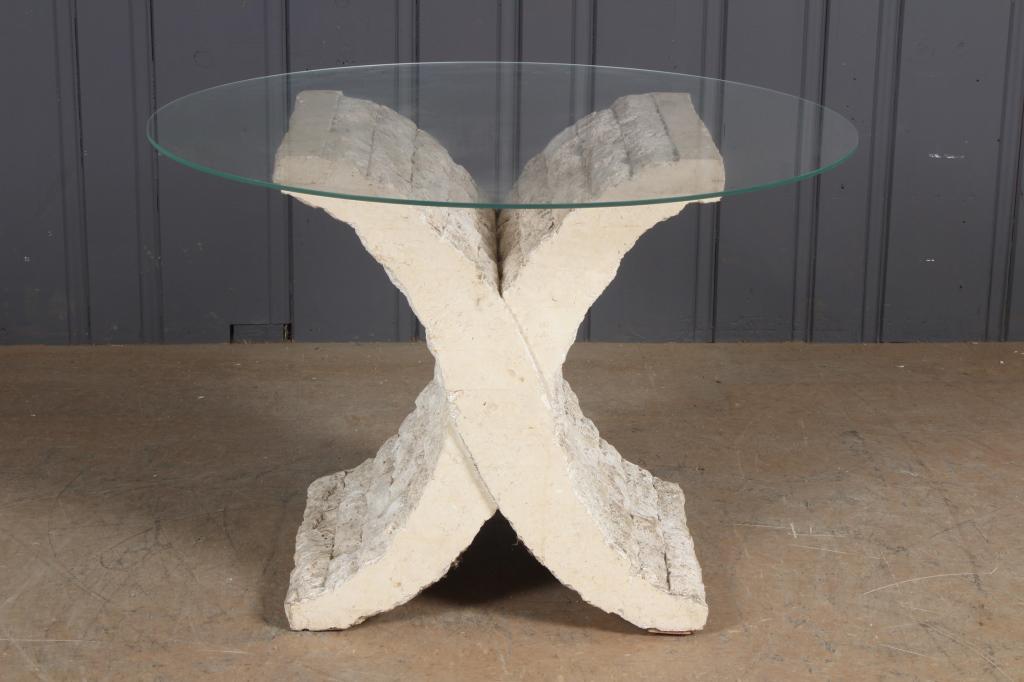 Tessellated Travertine Occasional Table: Tessellated Travertine Occasional Table Size: 24.5" H x 35.5" W x 35.5" D