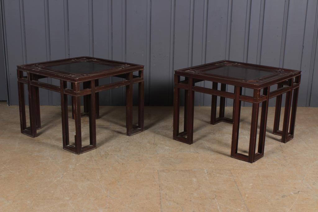 Pair Asian Inspired Wood Side Tables (1 of 4)