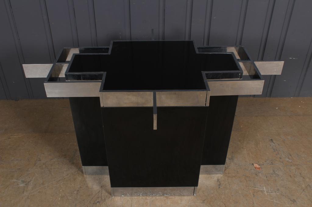 Ebonized Chrome Trim Geometric Dining Table Base (1 of 3)