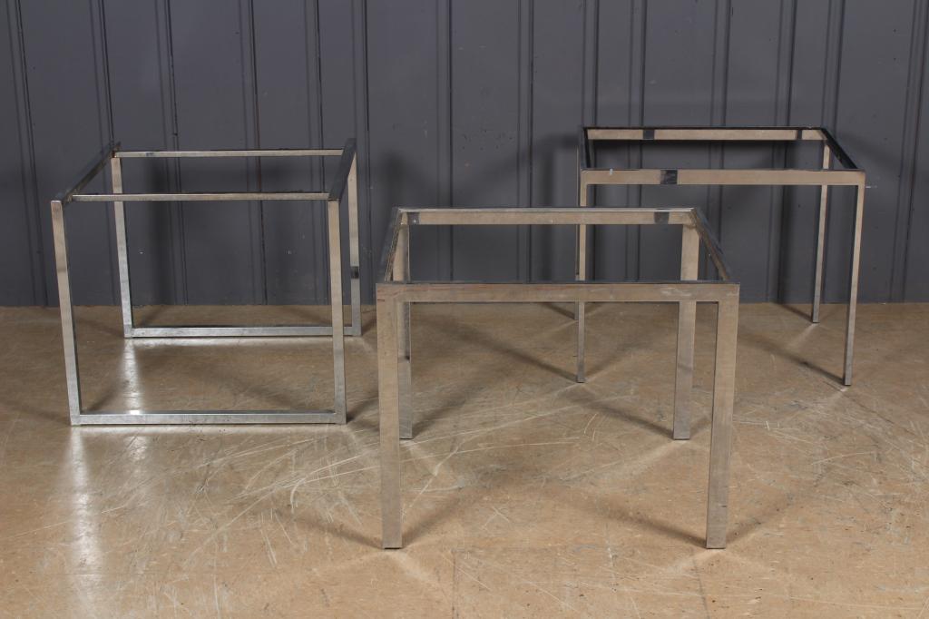 Lot of 3 Chrome Tube End Tables (1 of 4)