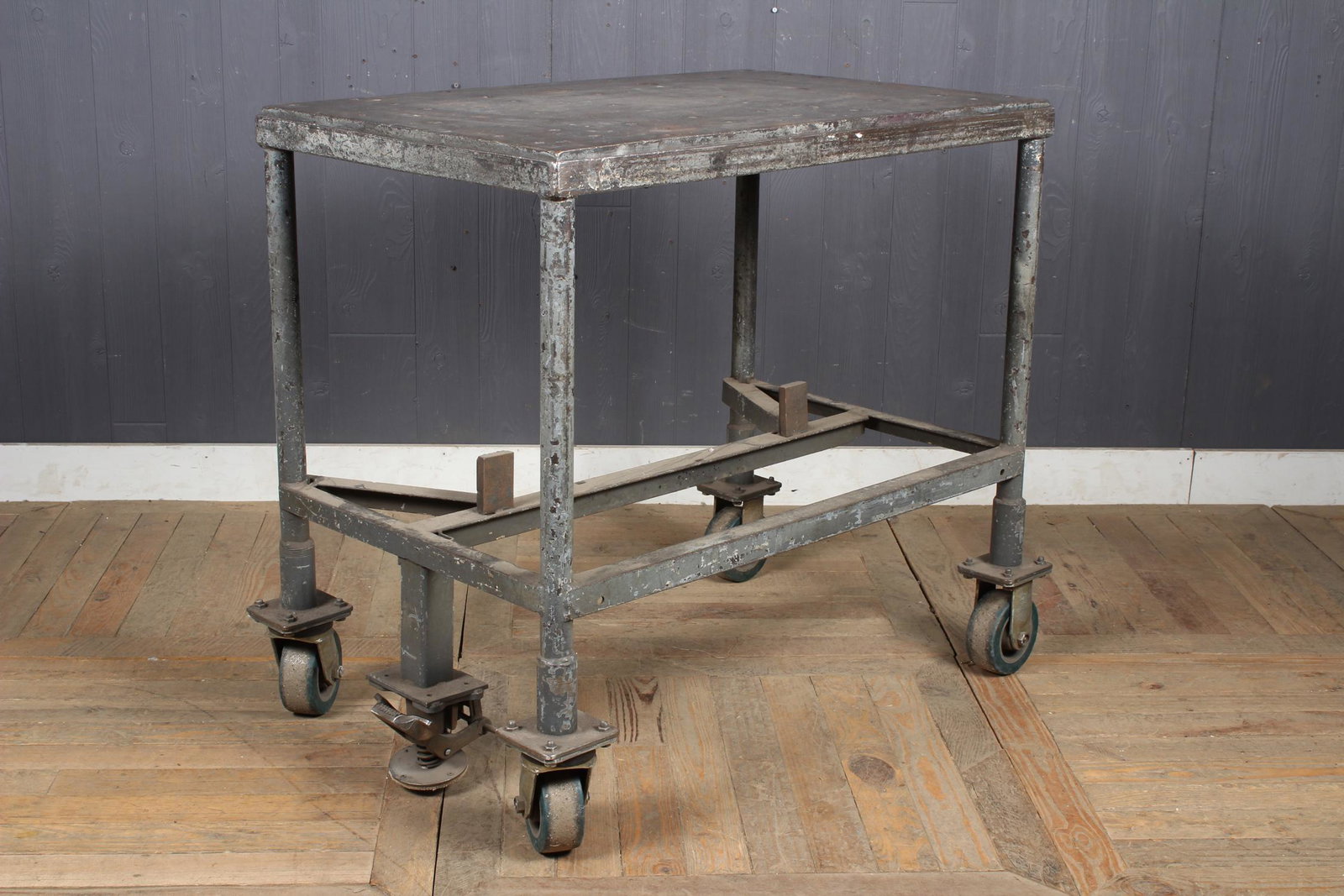 Salvaged Industrial Die Cart or Welding Table: Salvaged Industrial Die Cart or Welding Table. Size: 34" H x 39.5" W x 25.5" D