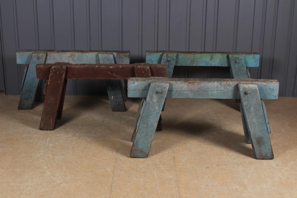 4 Vintage Industrial Heavy Timber Trestle Legs (1 of 5)