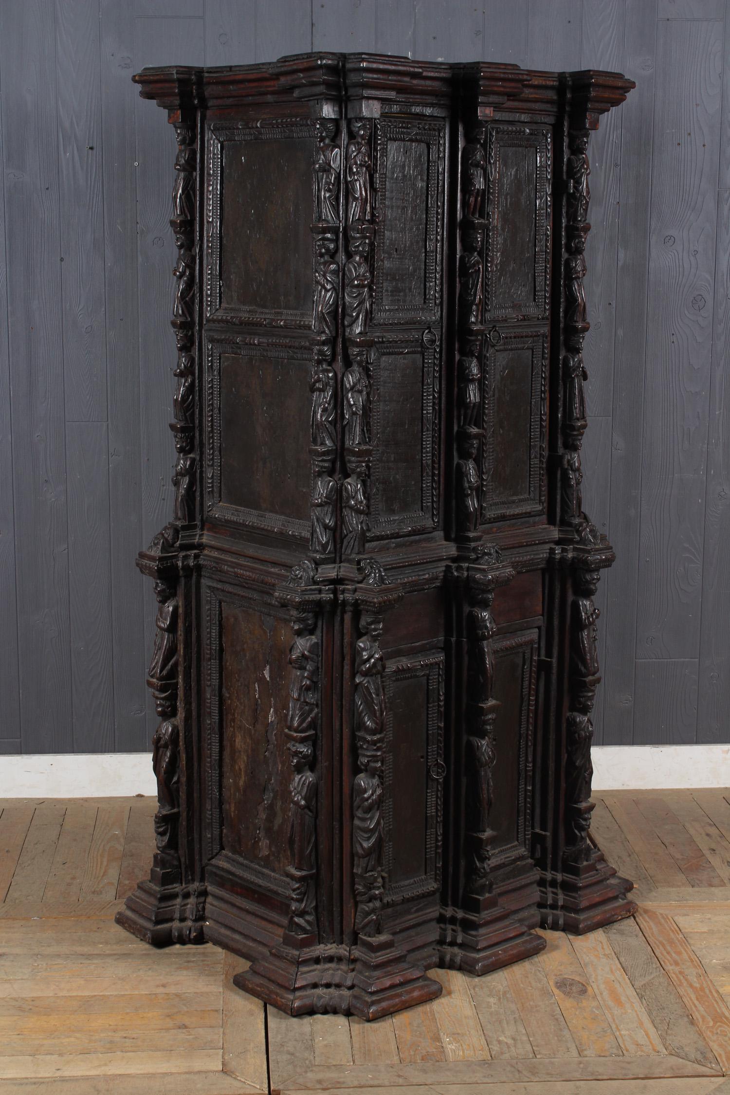 17th C Italian Carved Walnut Figural Cupboard (1 of 7)