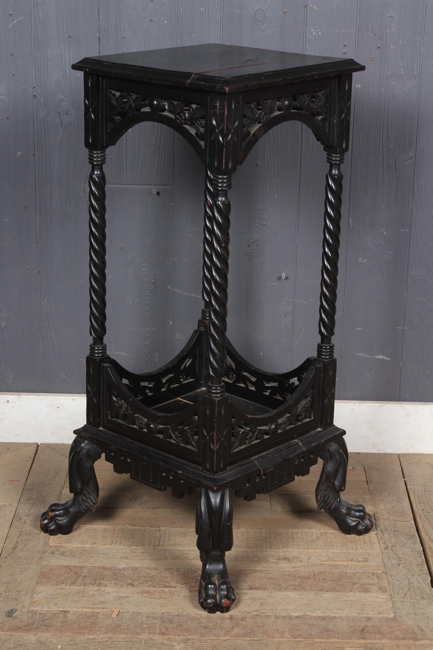 Ebonized American Aesthetic Pedestal: Ebonized American Aesthetic Pedestal. Size: 34.5" H x 18" W x 18" D
