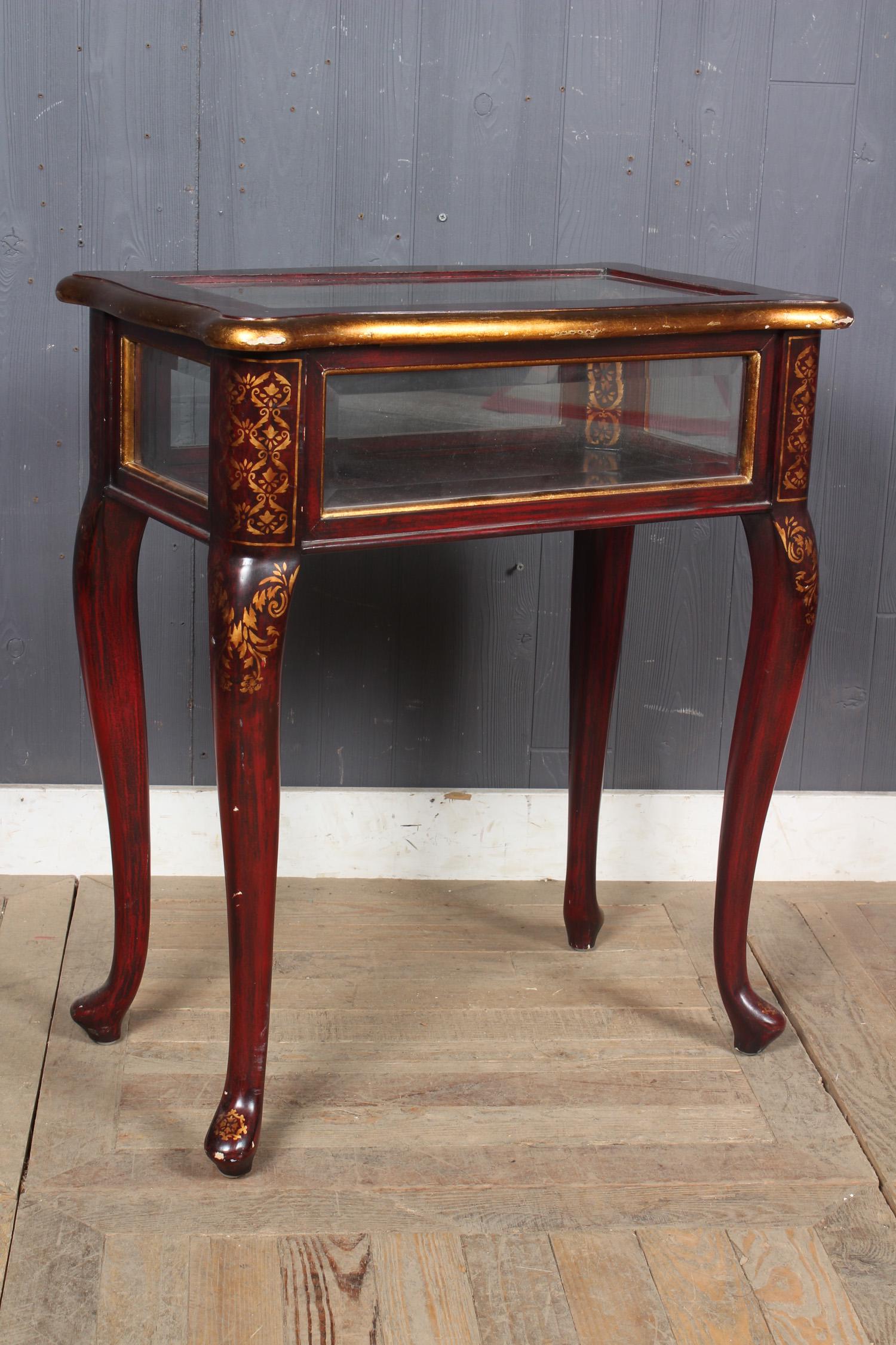 Stenciled Queen Anne Style Table Vitrine (1 of 5)