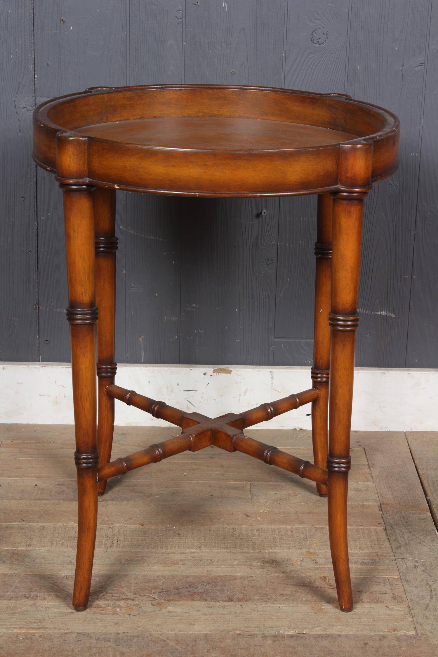 Faux Bamboo Dish Top Tabourette Stand: Faux Bamboo Dish Top Tabourette Stand. Size: 24.5" H x 20.5" W x 20.5" D