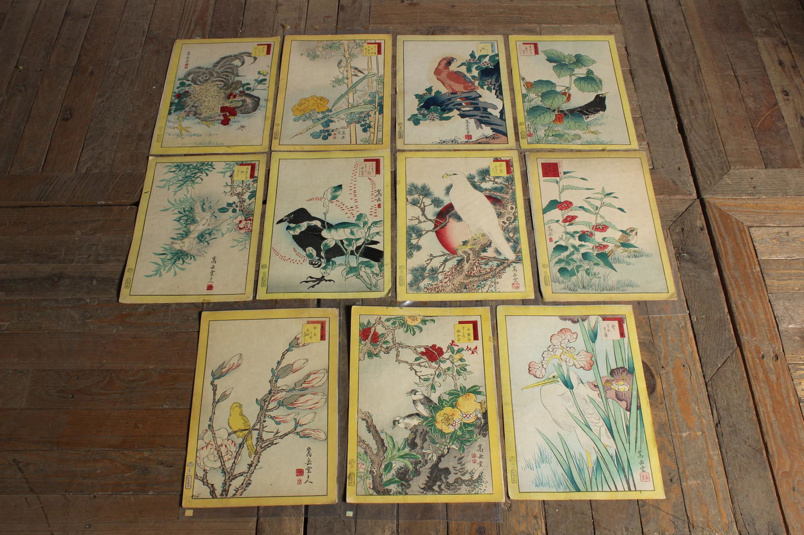 Suite of 16 Japanese Avian Woodblock Prints (1 of 5)