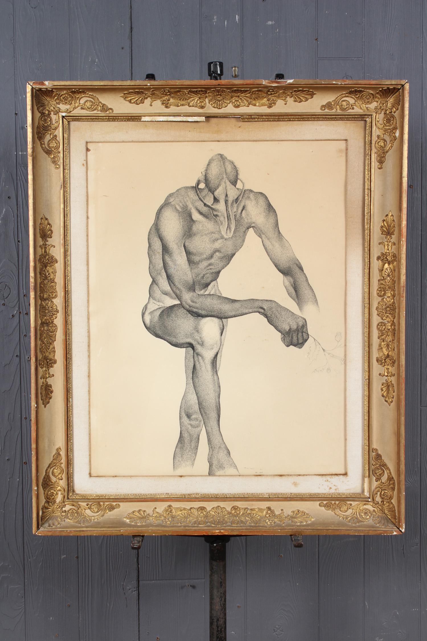 Mid Century Kafka-esque Fantasy Figural Drawing (1 of 3)