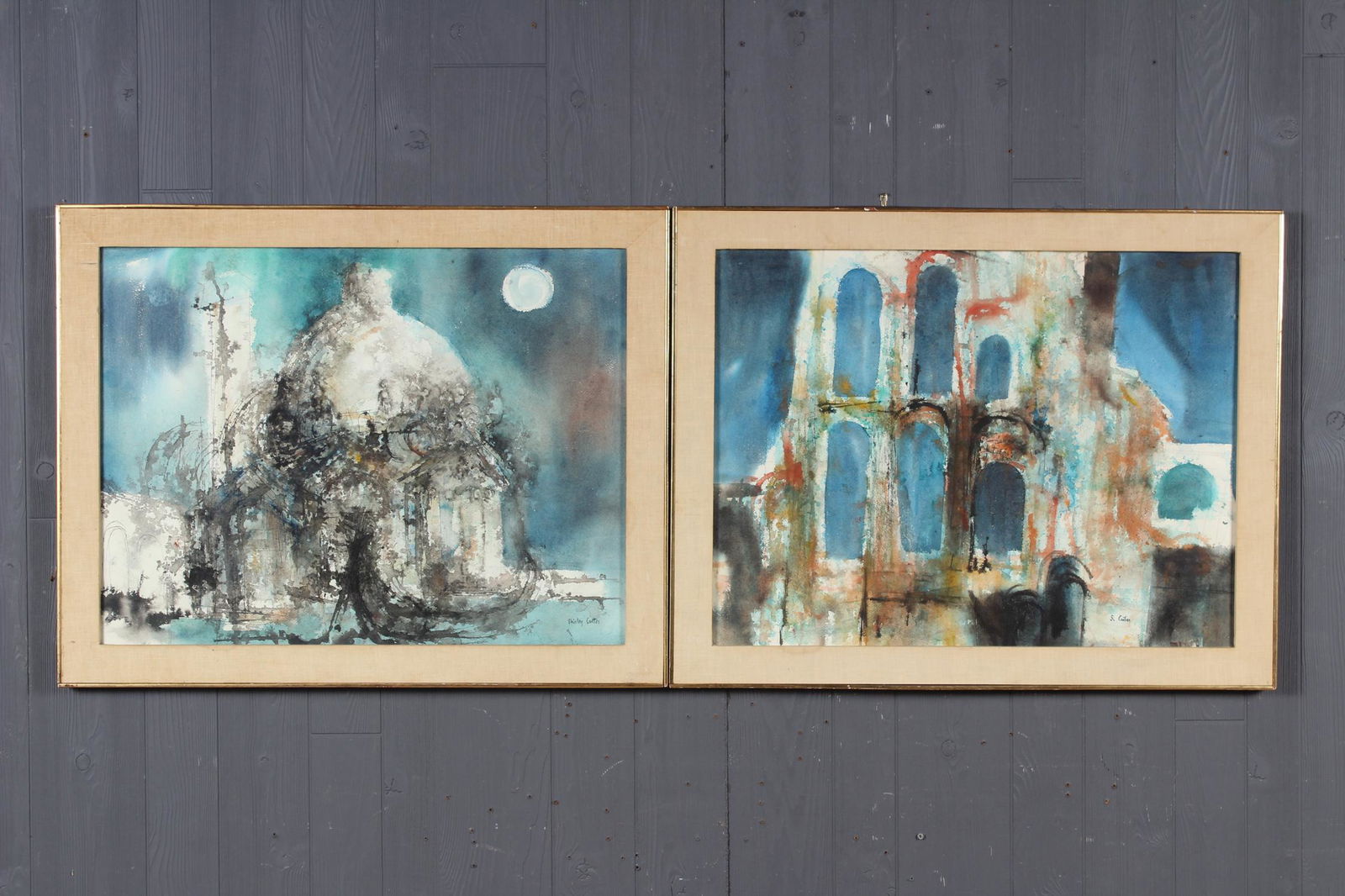 2 Mid Century Watercolor Works Signed Carter (1 of 6)