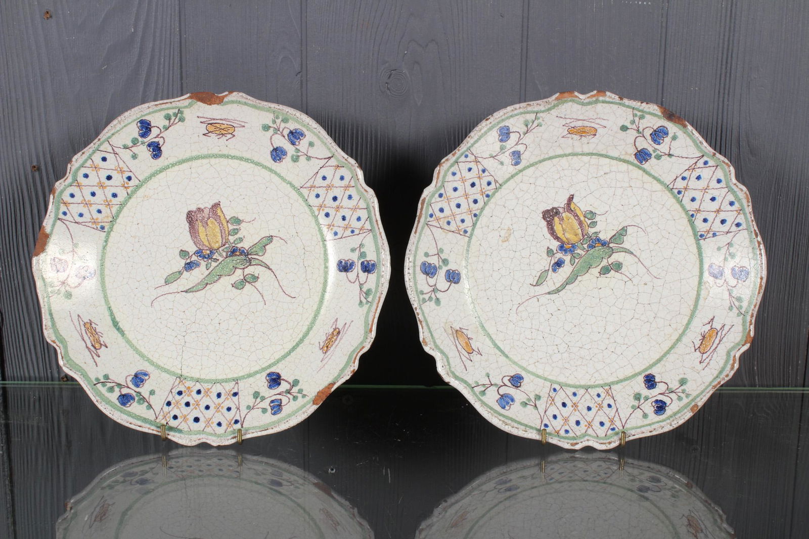 Lot of 2 Continental Faience Plates (1 of 4)