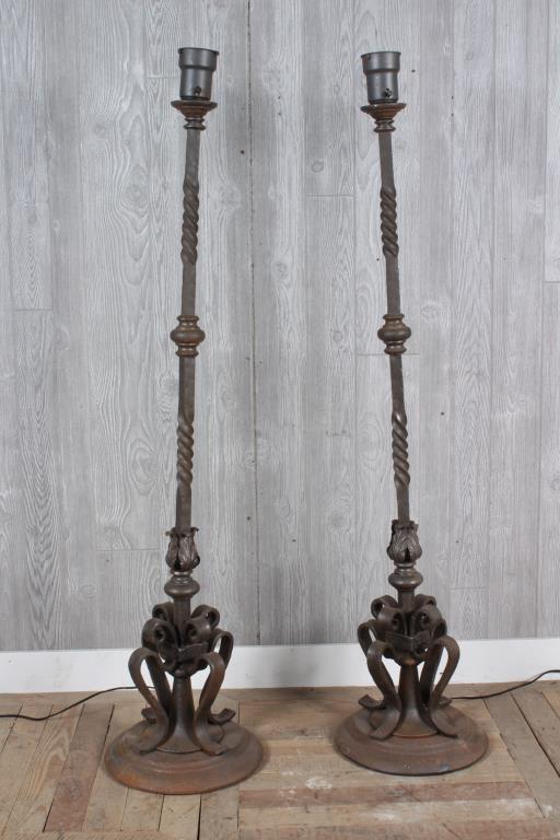 Pair Wrought Iron Torchieres (1 of 4)
