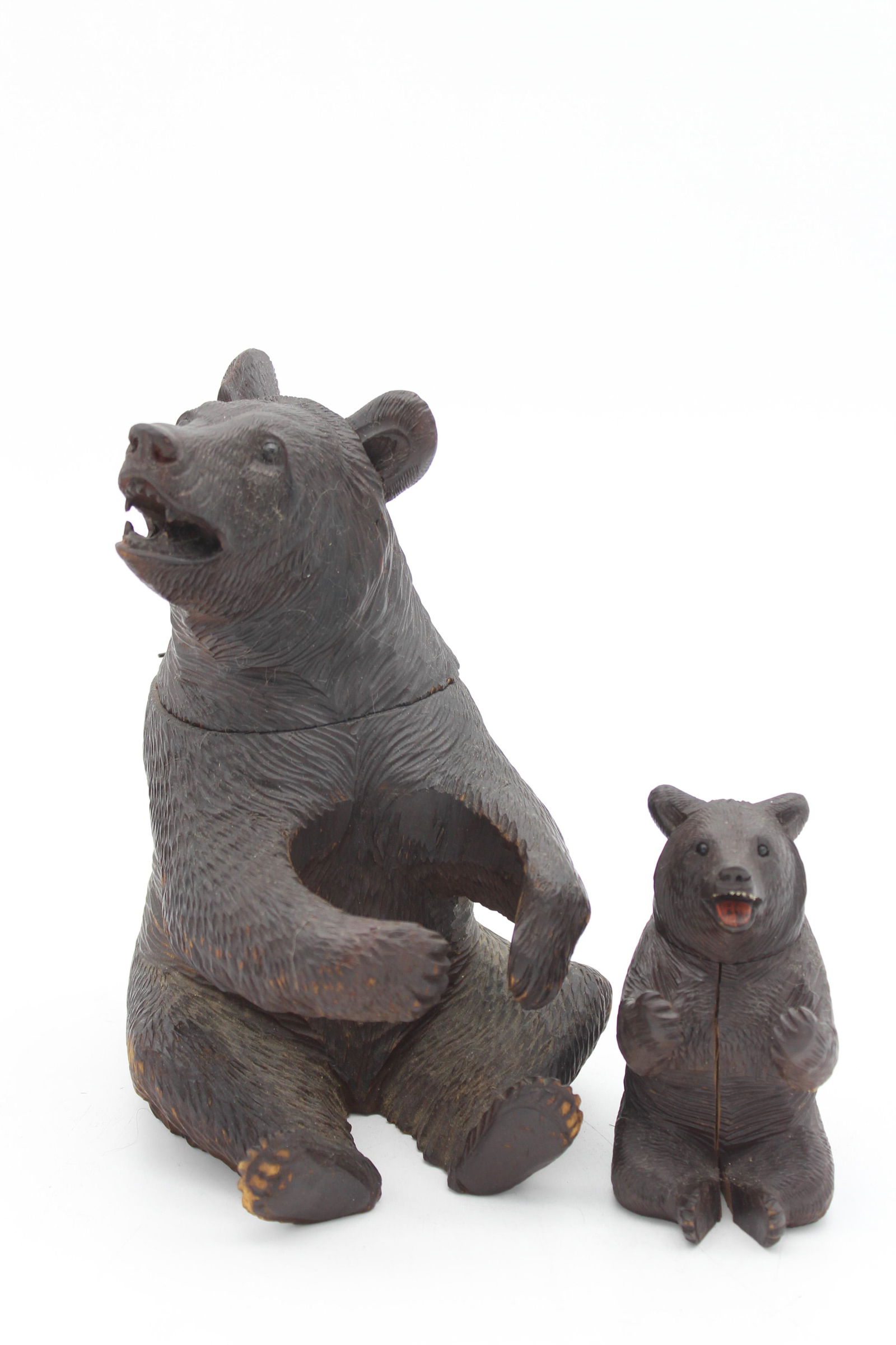 2 Black Forest Carved Bear Tobacco Boxes (1 of 9)