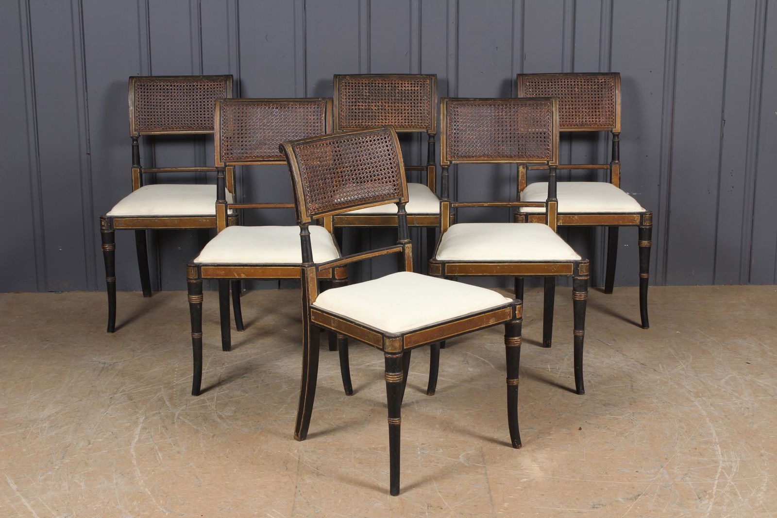 Set of 6 English Regency Paint Decorated Chairs (1 of 5)