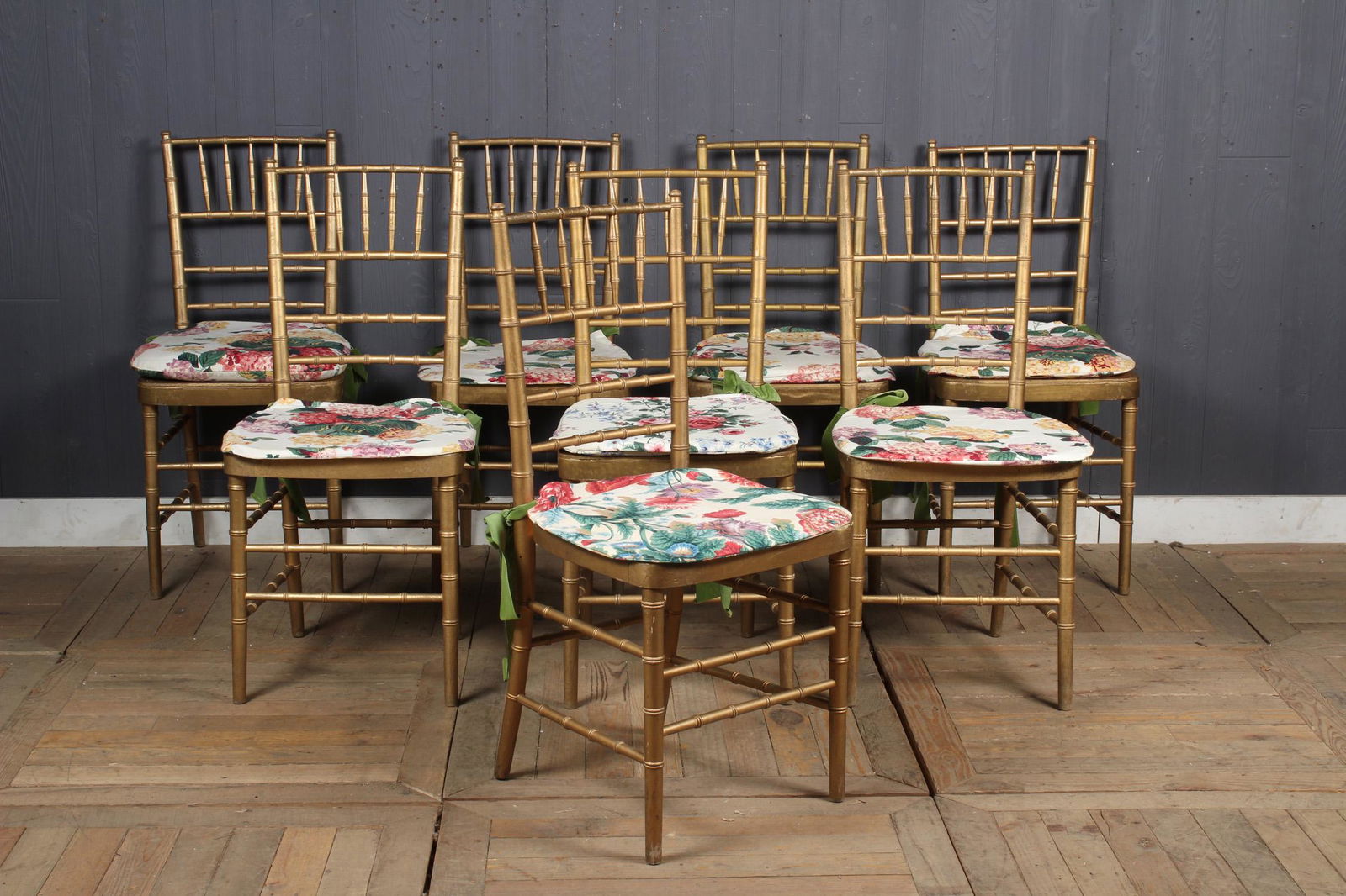 8 Gilt Faux Bamboo Chairs (1 of 6)