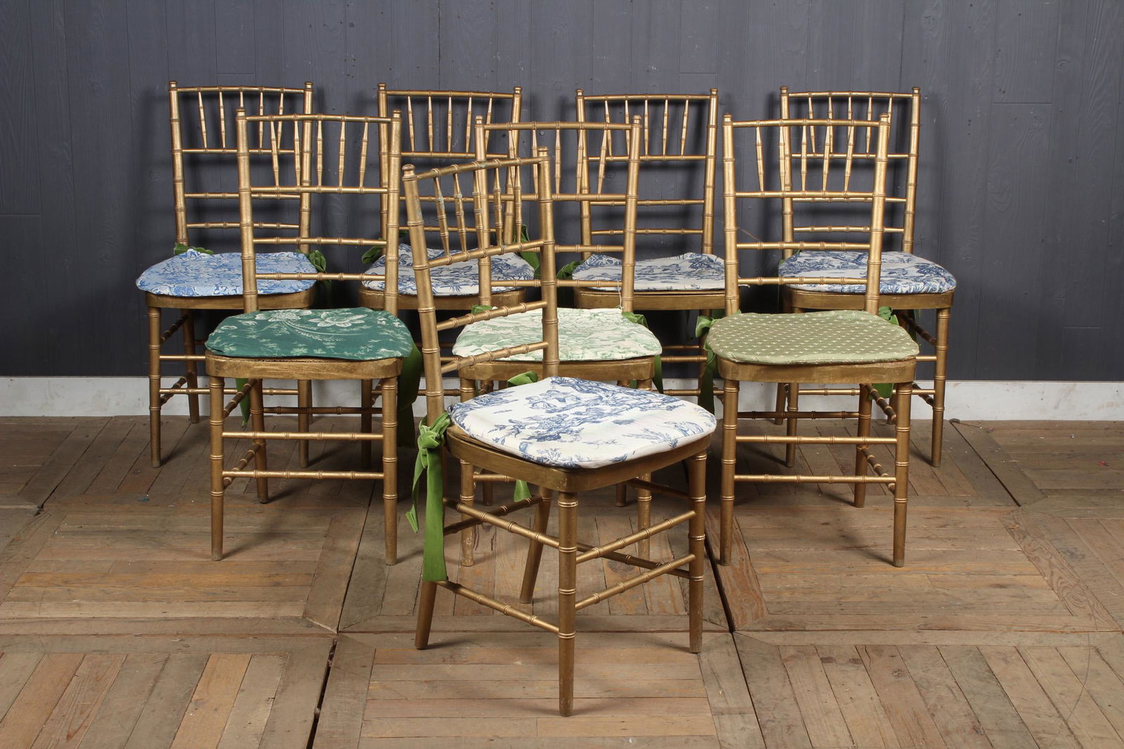 8 Gilt Faux Bamboo Chairs (1 of 6)