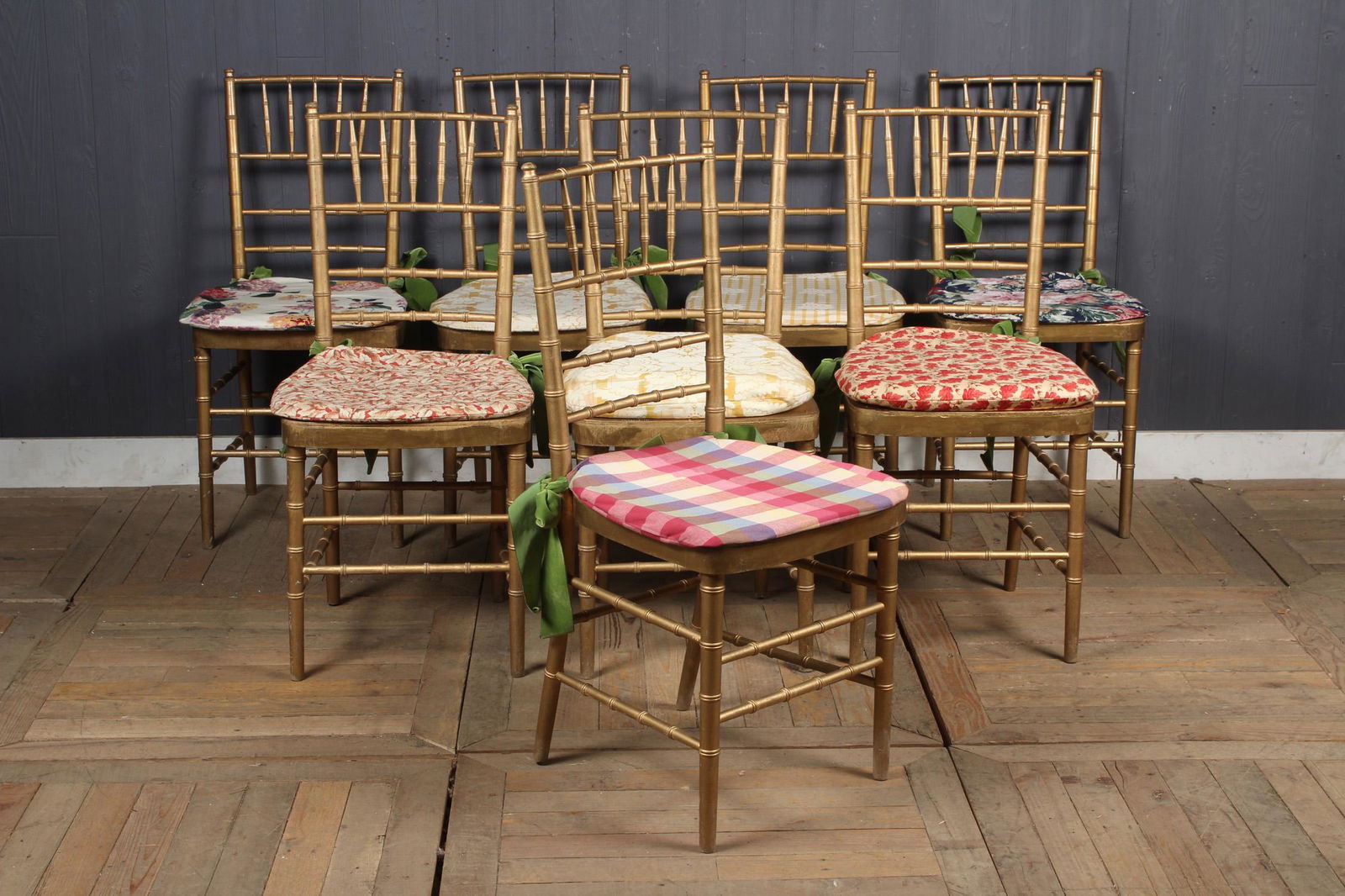 8 Gilt Faux Bamboo Chairs (1 of 6)