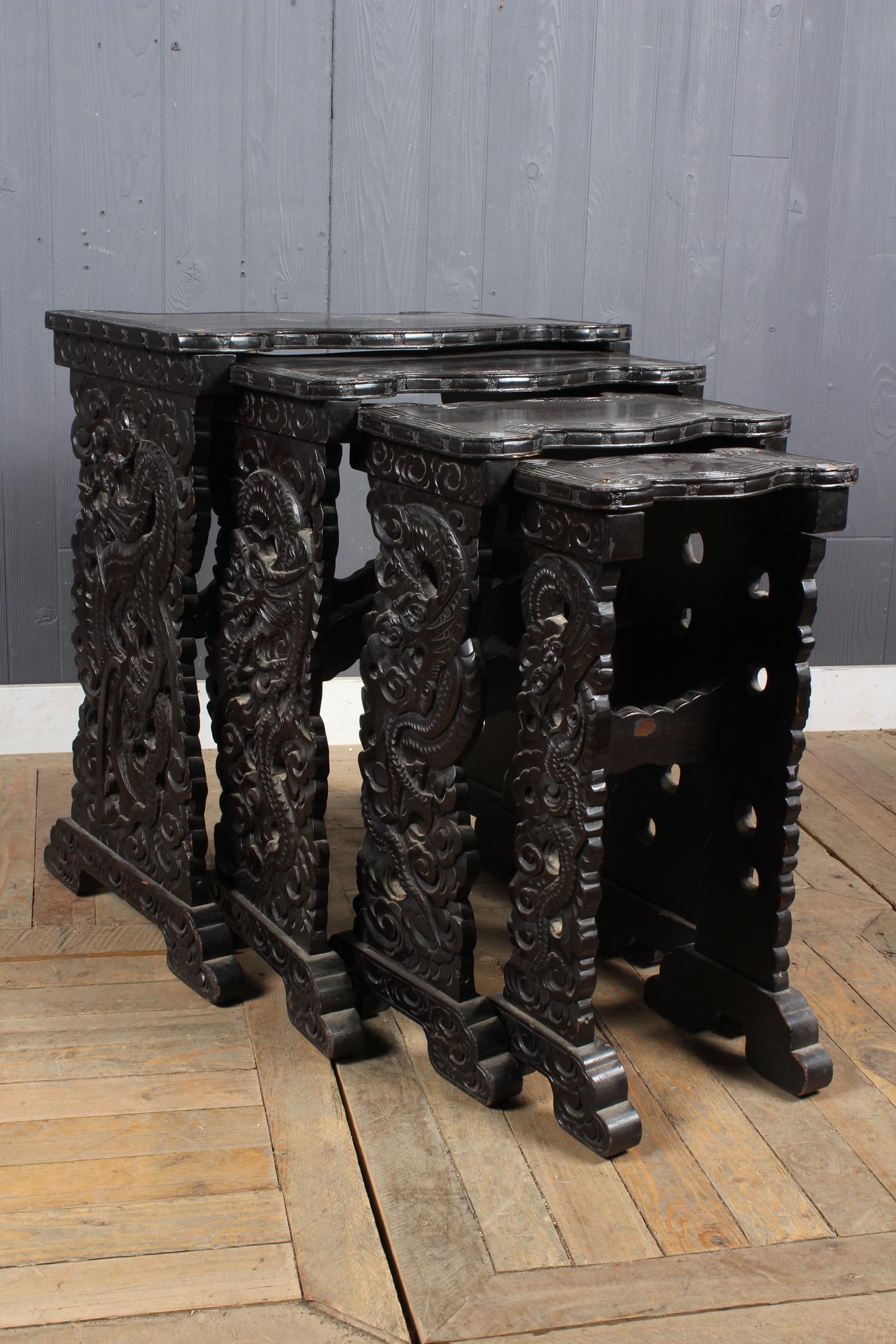 Chinese Dragon Motif Carved Nesting Tables (1 of 4)