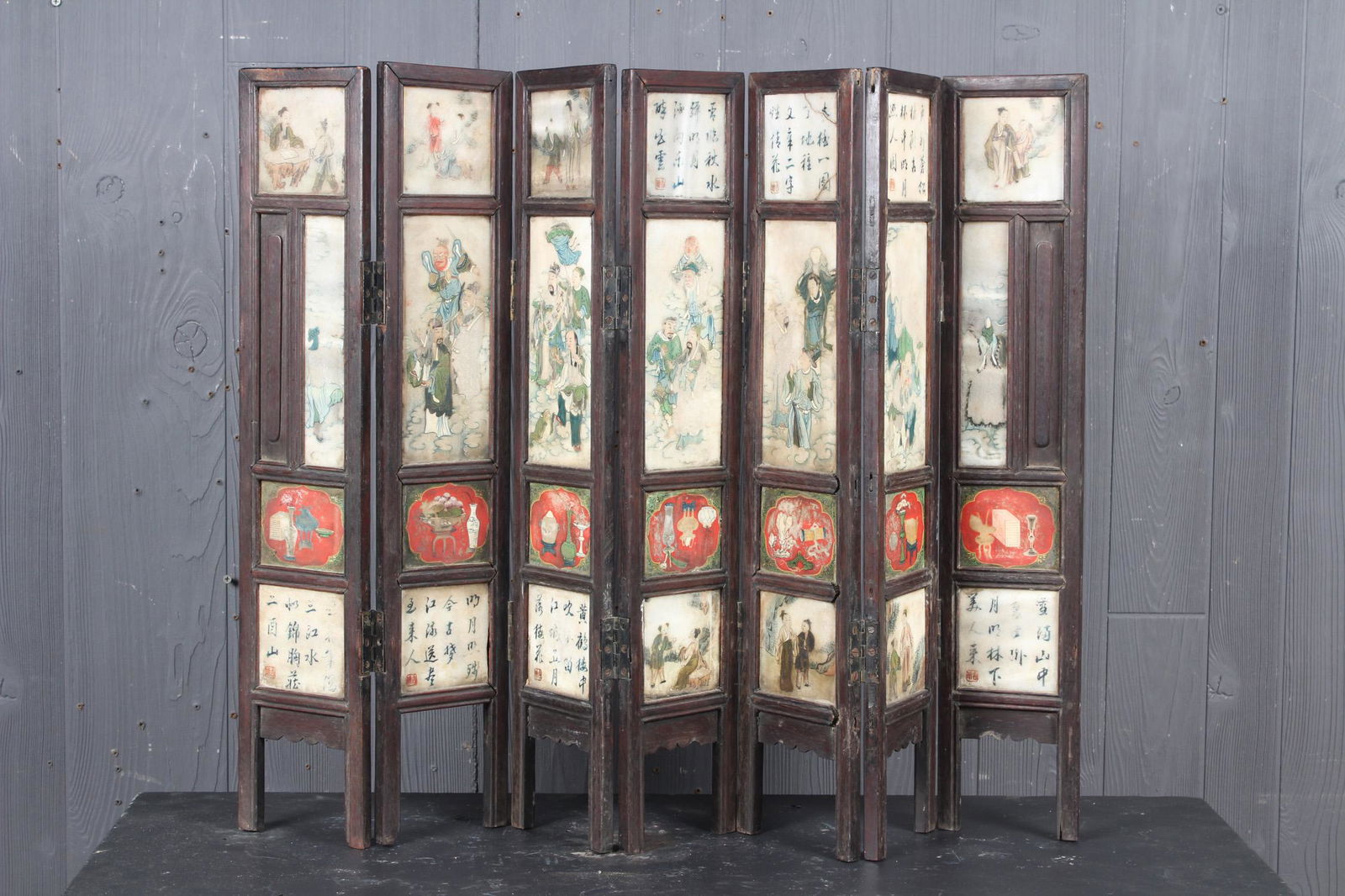 Chinese Tabletop Painted Marble Screen (1 of 7)