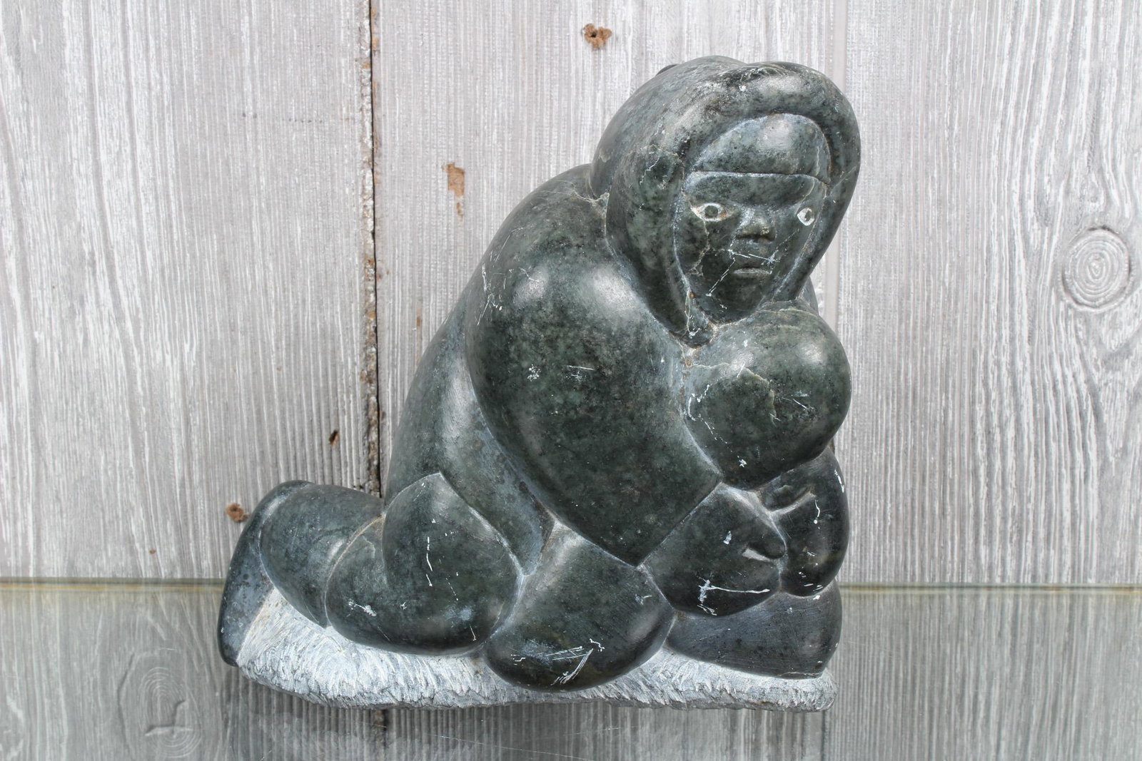 Signed Inuit Carved Soapstone Figural Group (1 of 5)