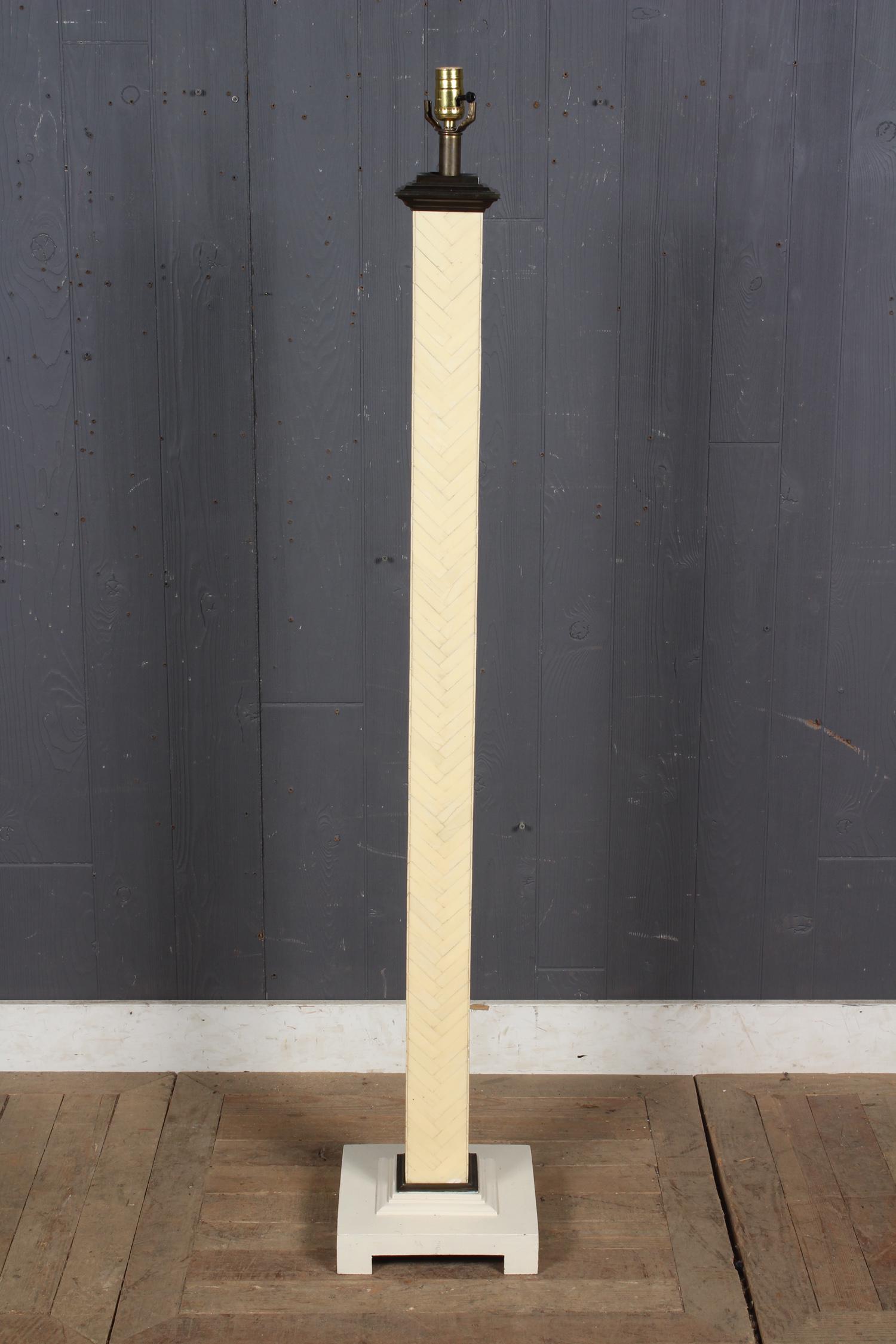 Tessellated Parchment Column Floor Lamp: Tessellated Parchment Column Floor Lamp. Size: 57" H x 10" W x 10" D