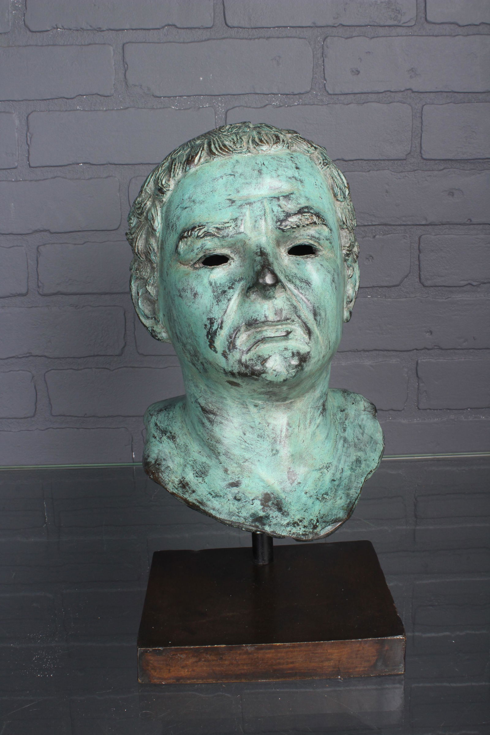 Figural Roman Style Bronze Pompeian Bust (1 of 6)