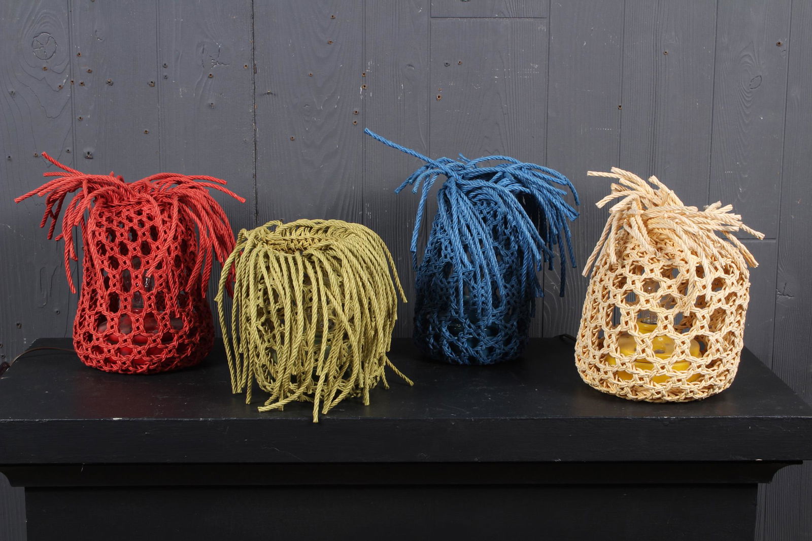 Lot of 4 Studio Fiber Art Tabletop Lamps (1 of 7)