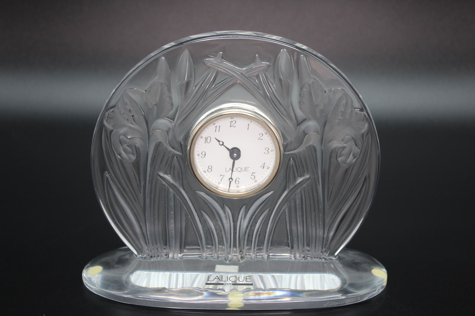 Lalique Crystal Iris Mantel Clock (1 of 4)