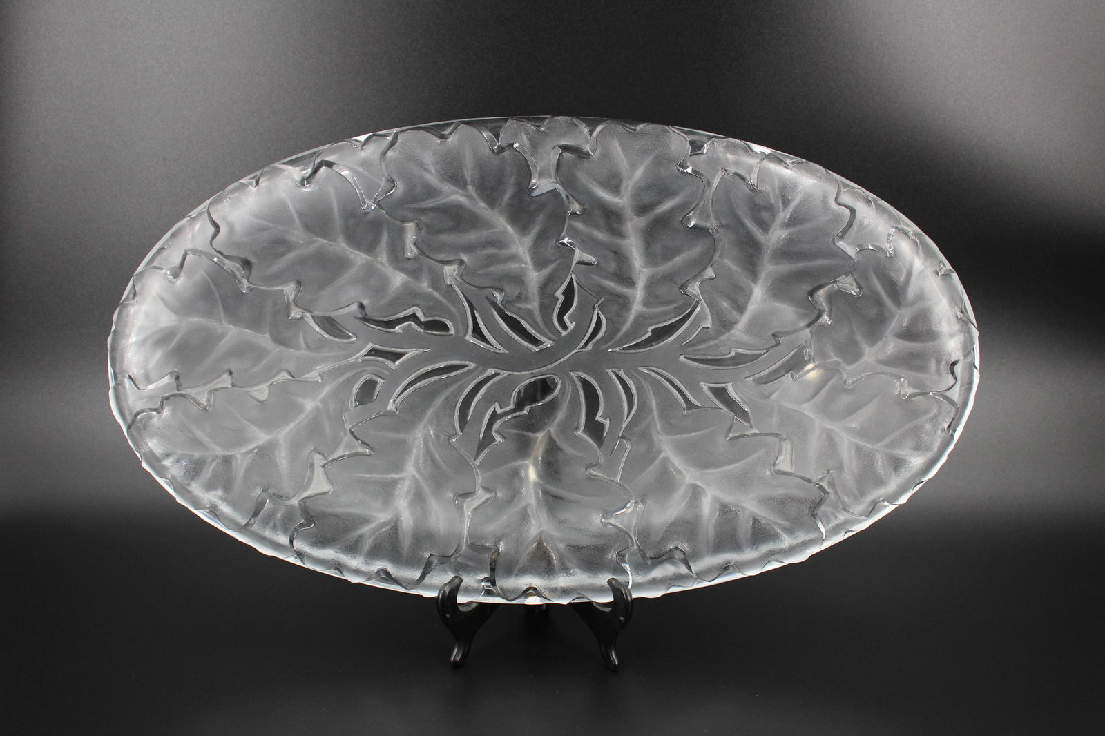 Large Lalique Crystal Chene Oval Platter (1 of 6)