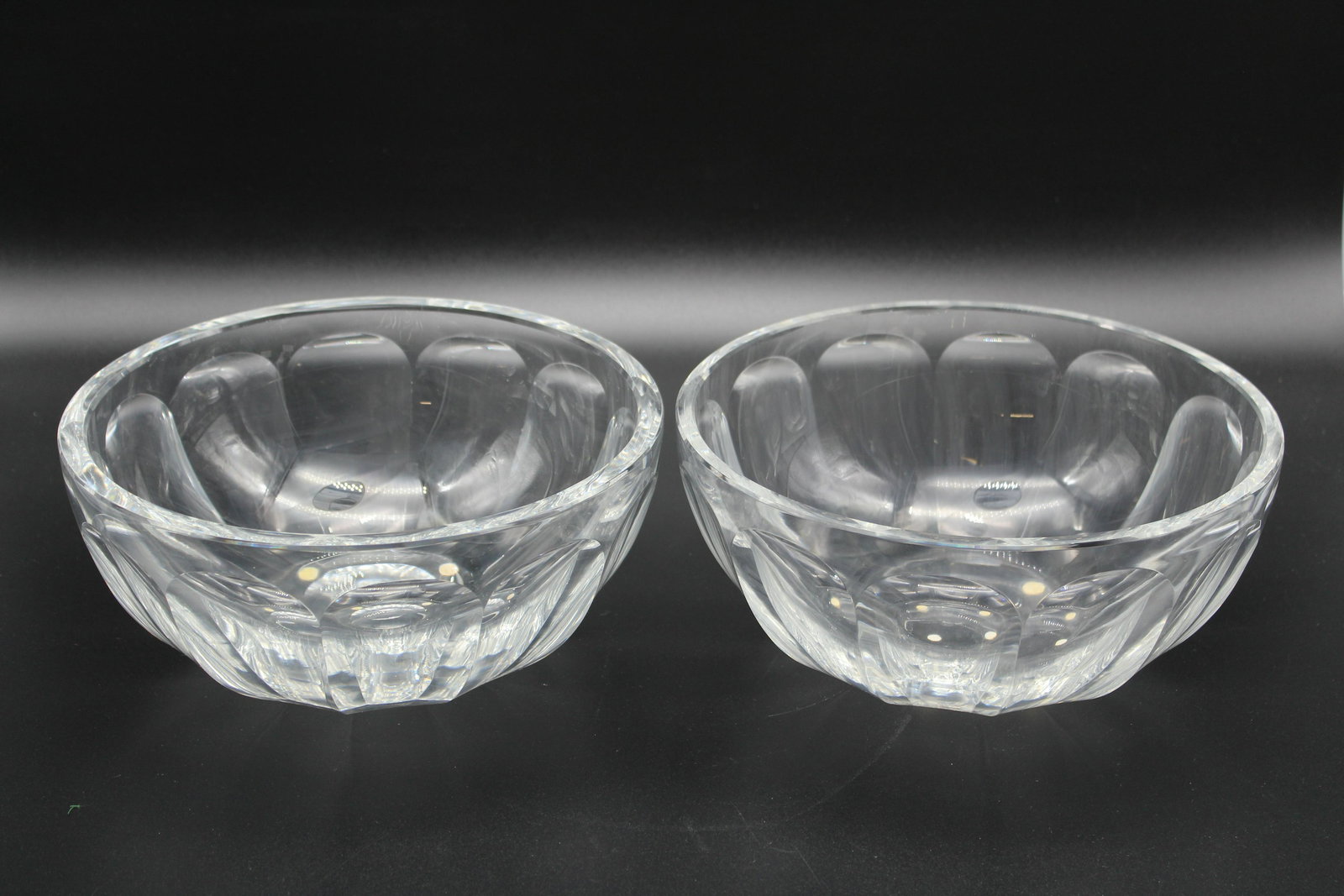 Pair of Baccarat Crystal Harcourt Bowls: Pair of Baccarat Crystal Harcourt Bowls, both with Baccarat France acid stamp on bottom. Size: 4.5" H x 10" Diameter