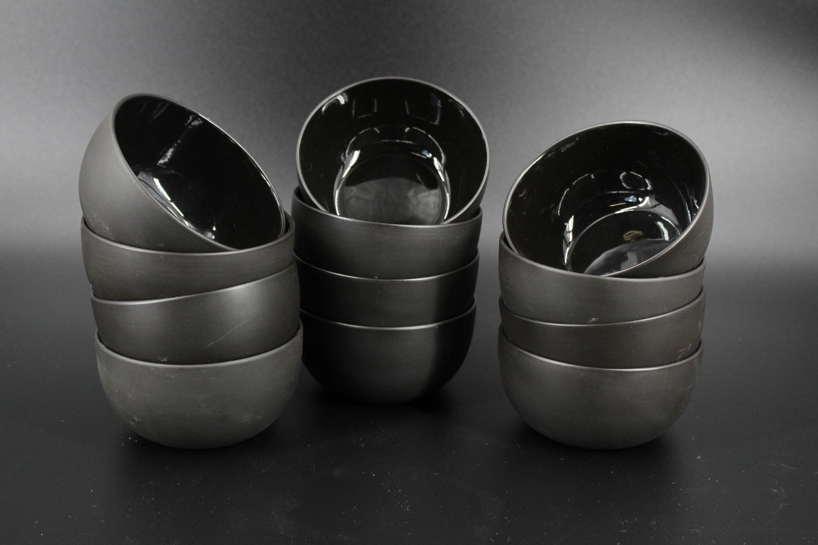 Set of 12 Wedgwood Black Basalt Bowls (1 of 3)