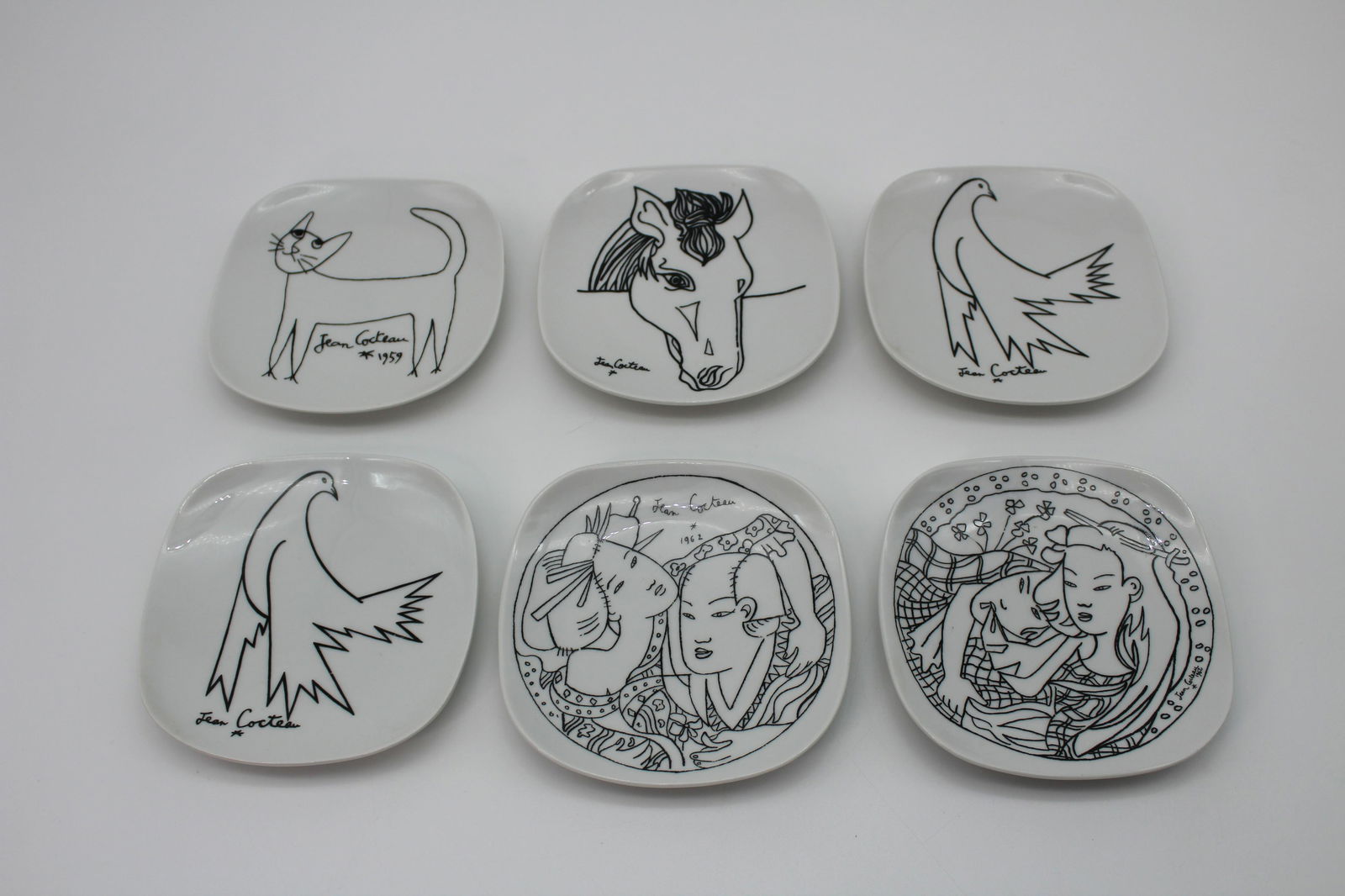Set of 6 Jean Cocteau for Promo-Ceram Side Plates (1 of 9)