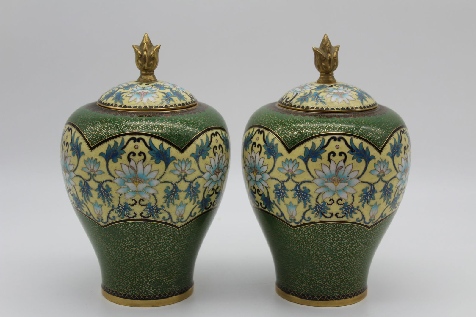 Pair of Chinese Cloisonne Covered Urns (1 of 6)