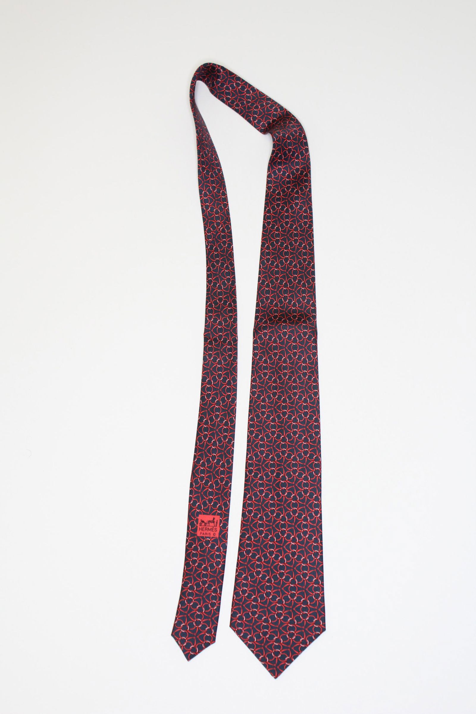 Hermes Paris Silk Tie Navy and Red (1 of 4)