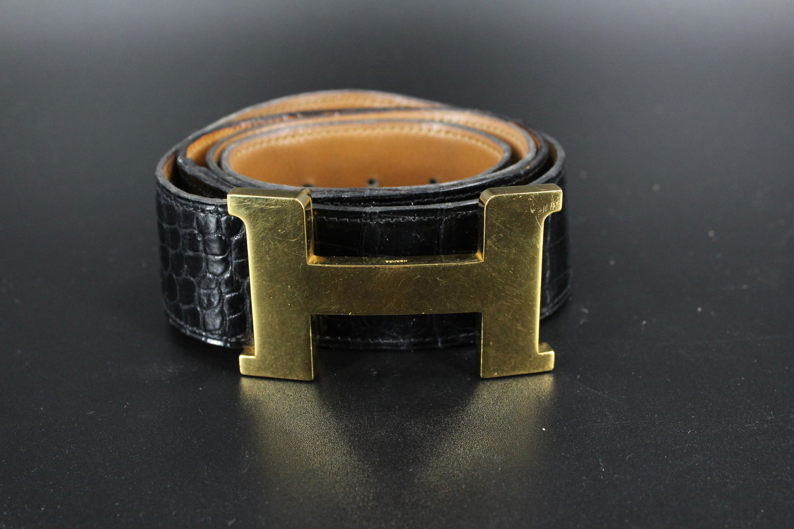 Hermes Paris Black Crocodile Leather Belt (1 of 4)