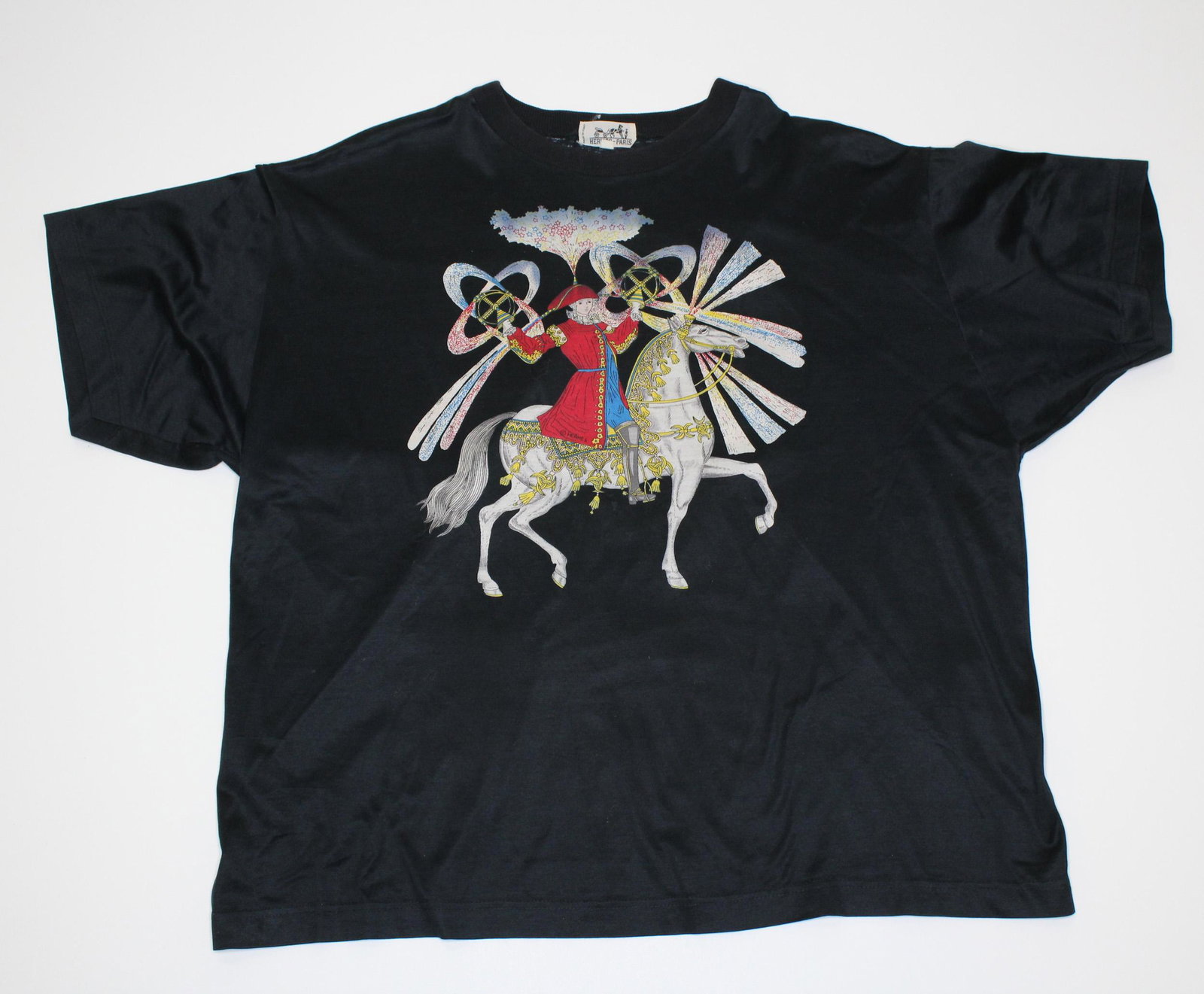 Hermes Feux D'Artifice Cotton Short Sleeve Shirt: Hermes Feux D'Artifice Cotton Short Sleeve Shirt, print shirt, 100% cotton, labeled Hermes Paris, Made in Italy, Size XL.