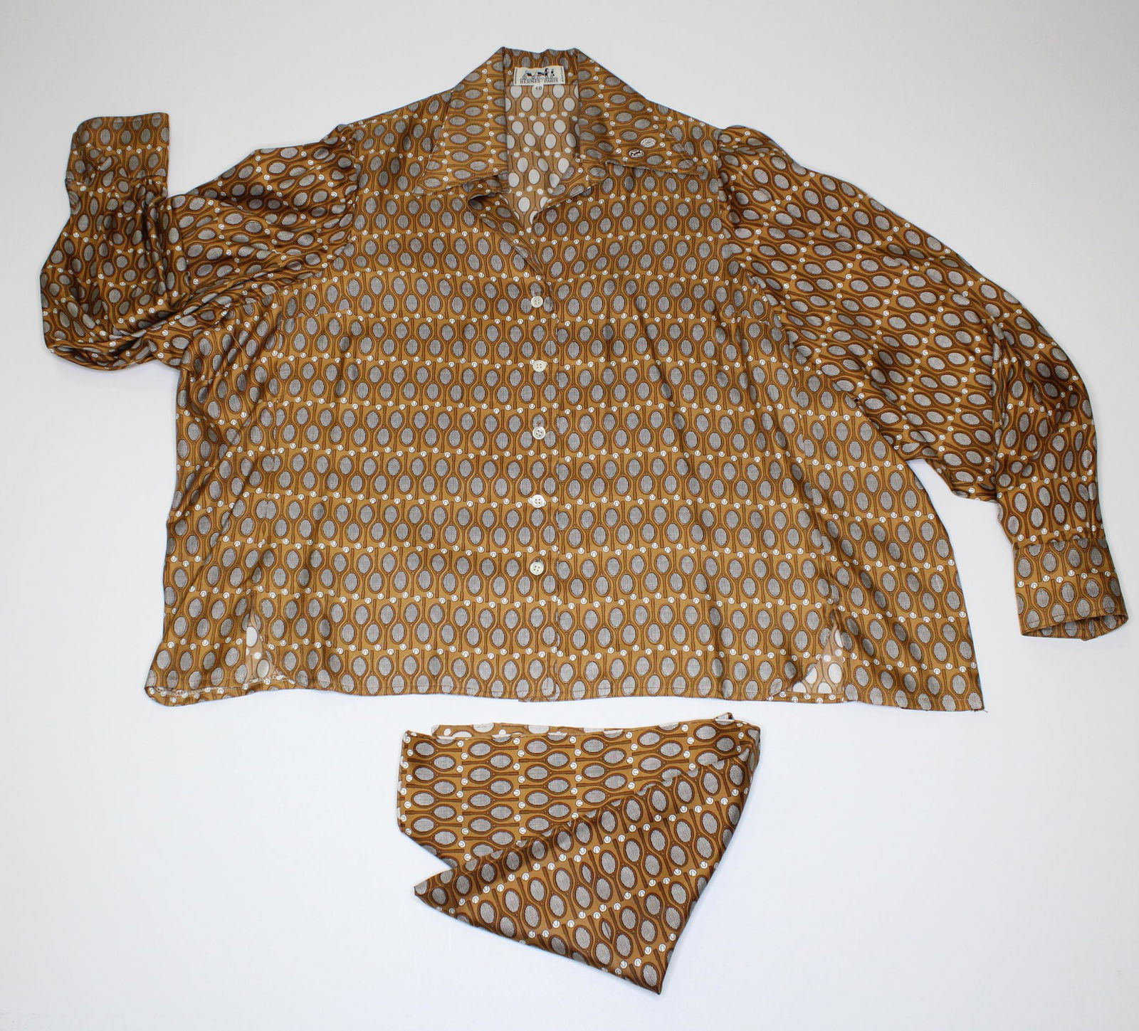 Hermes Silk Tennis Print Blouse and Scarf (1 of 6)