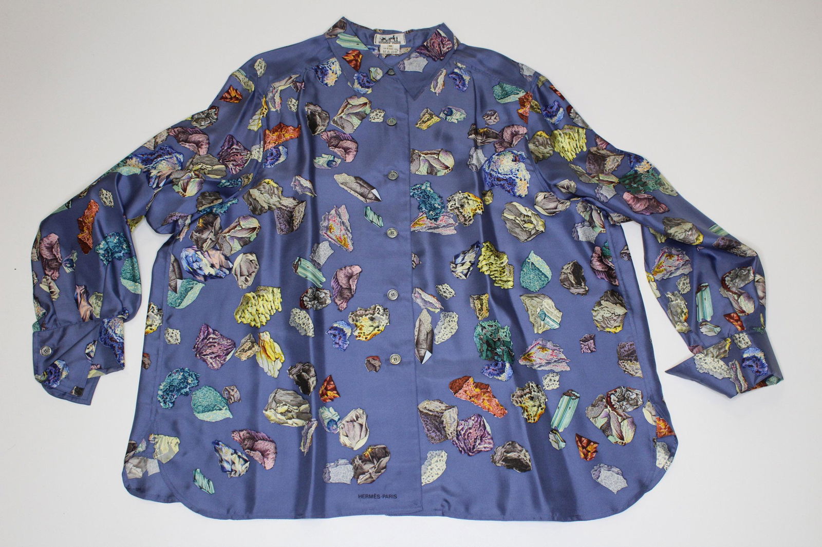 Hermes Silk Long Sleeve Shirt Mineraux (1 of 5)