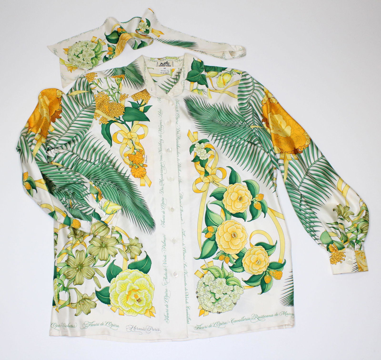 Hermes Silk Les Fleurs de L'Opera Shirt & Scarf (1 of 6)