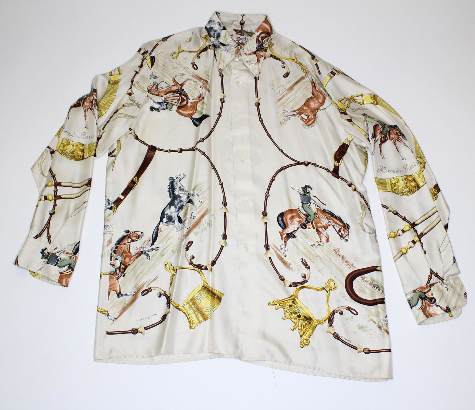 Hermes Silk Long Sleeve Shirt Pampa (1 of 5)