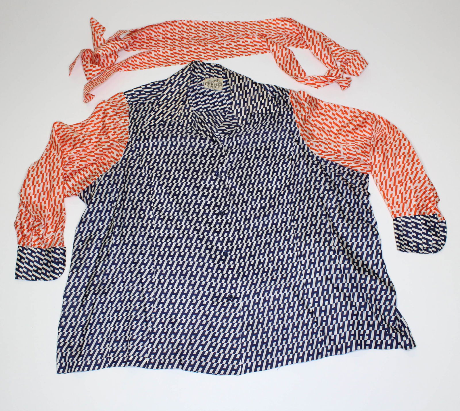 Hermes Silk Long Sleeve Shirt and Scarves (1 of 3)
