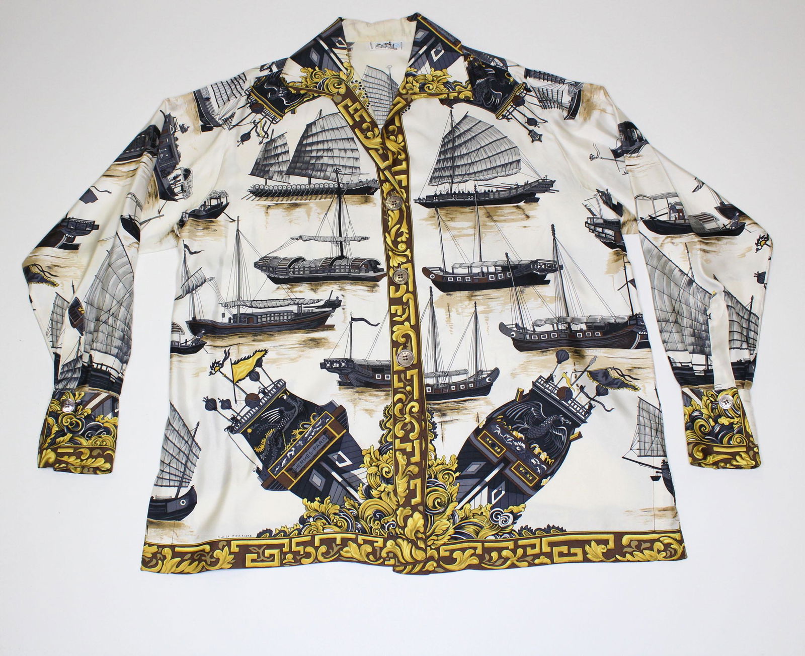 Hermes Jonques et Sampans Silk Long Sleeve Shirt (1 of 5)