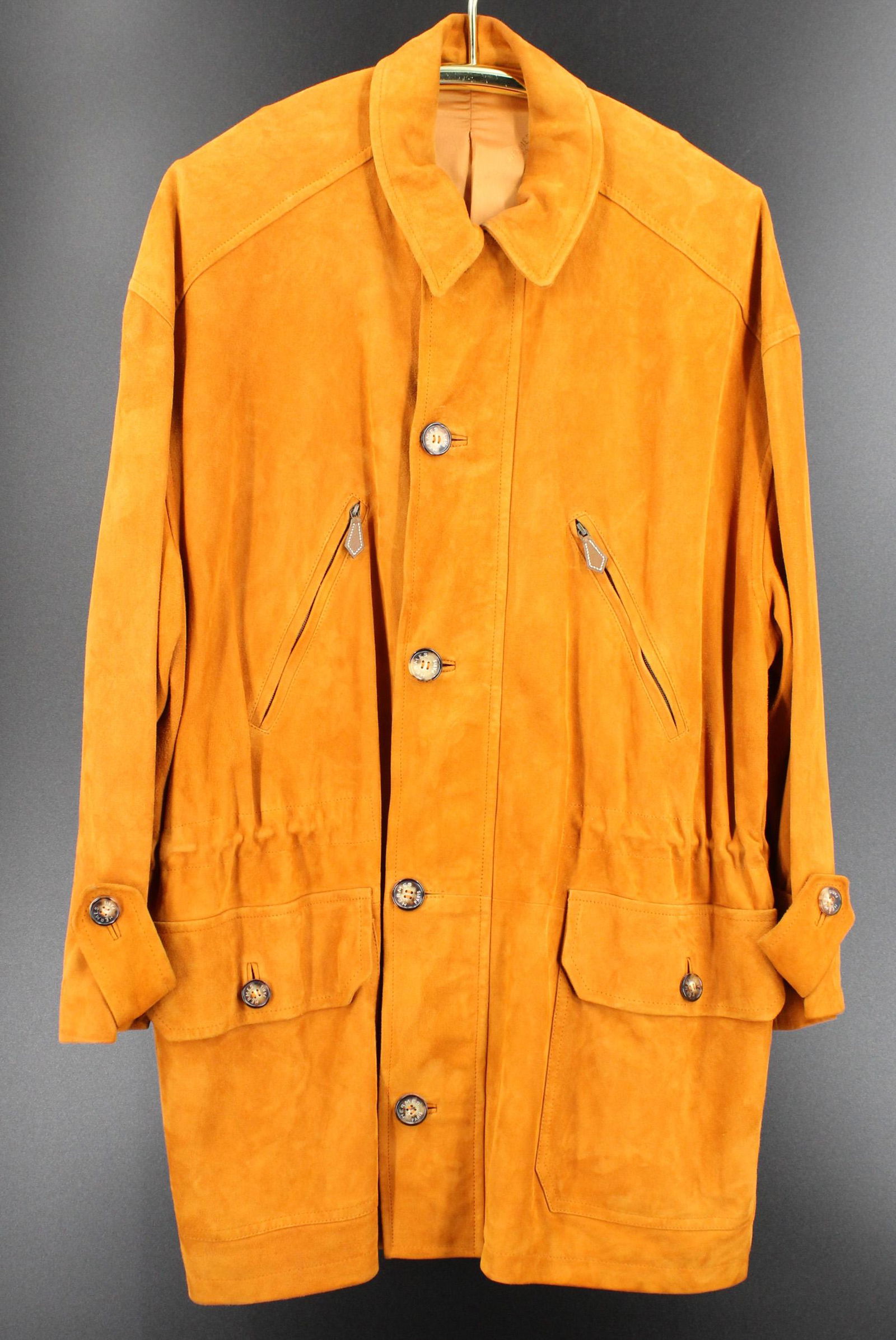 Hermes Orange Lambskin Leather Coat (1 of 5)