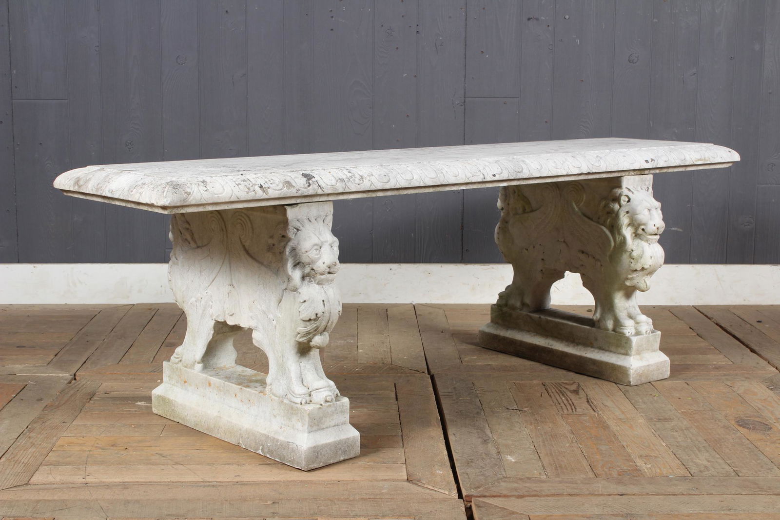Carved Marble Lion Bench (1 of 6)