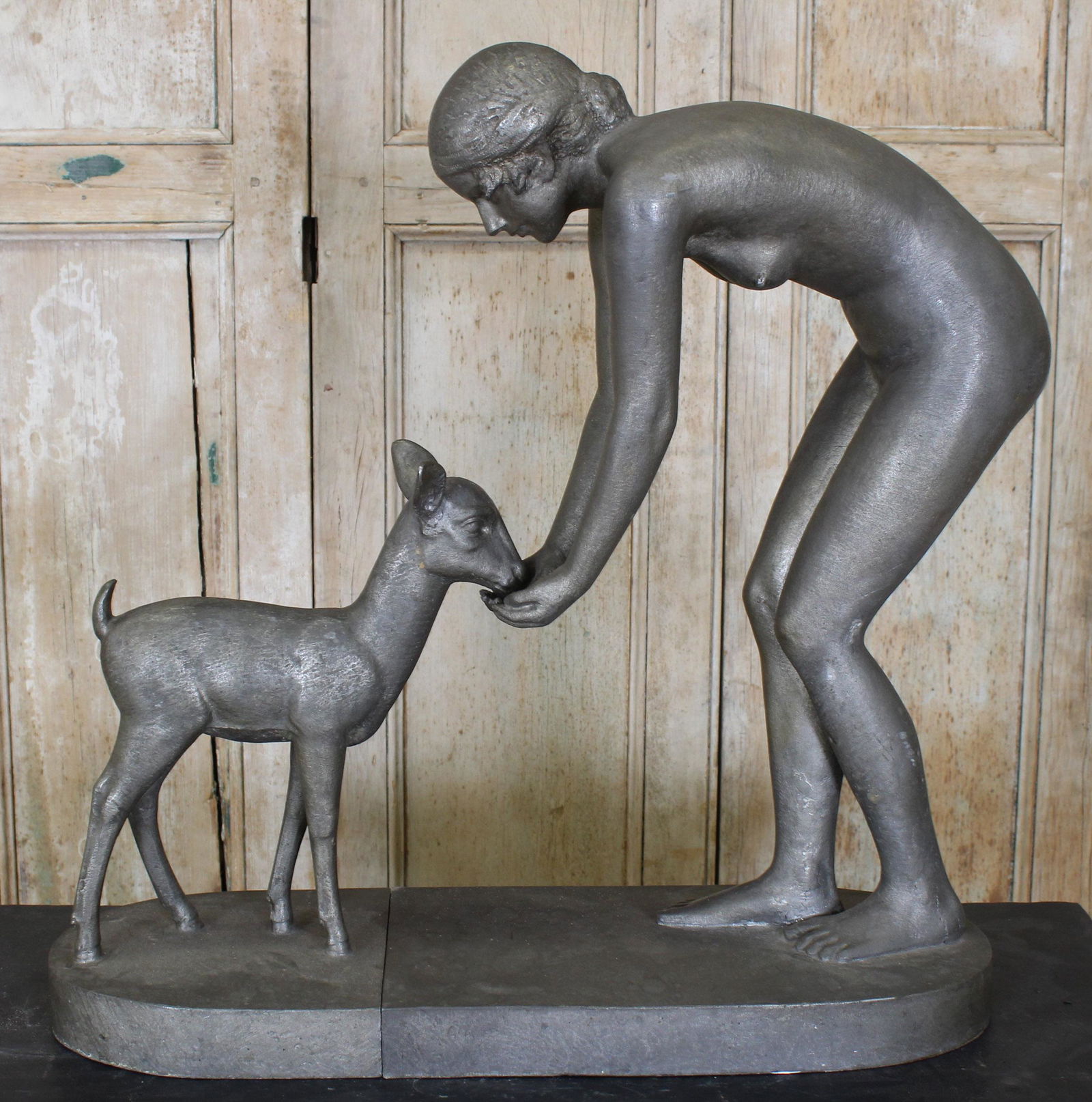 Fritz Franz Engel Fawn and Woman Lead Fountain (1 of 17)